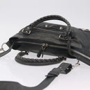 Balenciaga Giant Town Hand Bag Leather 2way Gray Silver 285434 Auth BA15913V-6