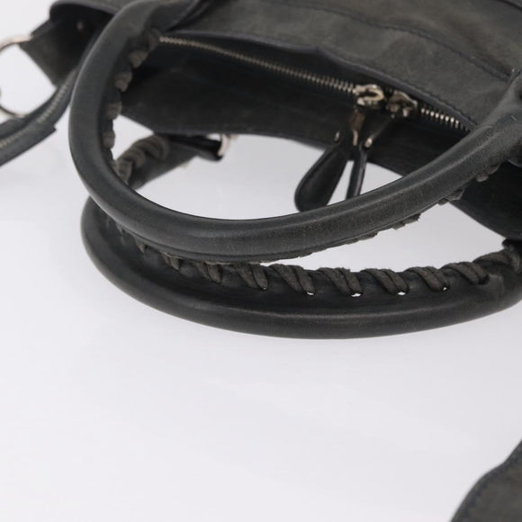 Balenciaga Giant Town Hand Bag Leather 2way Gray Silver 285434 Auth BA15913V