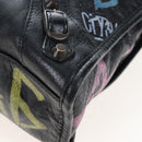 Balenciaga Classic City Graffiti Bag Leather 2way Black 431621 Auth BA15914M-15