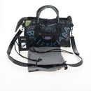 Balenciaga Classic City Graffiti Bag Leather 2way Black 431621 Auth BA15914M-30