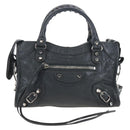 Balenciaga Classic Mini City Bag Leather 2way Gray Silver 300295 Auth BA15915M-2