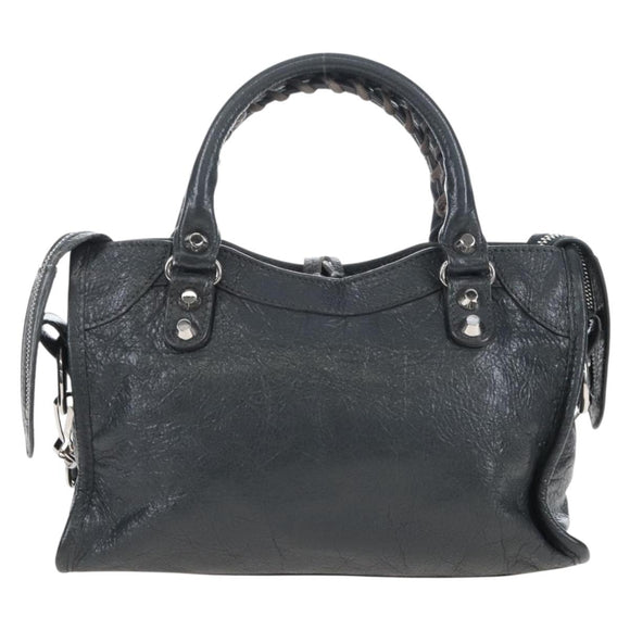 Balenciaga Classic Mini City Bag Leather 2way Gray Silver 300295 Auth BA15915M