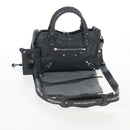 Balenciaga Classic Mini City Bag Leather 2way Gray Silver 300295 Auth BA15915M-31