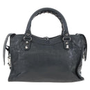 Balenciaga Classic Mini City Bag Leather 2way Gray Silver 300295 Auth BA15915M-3