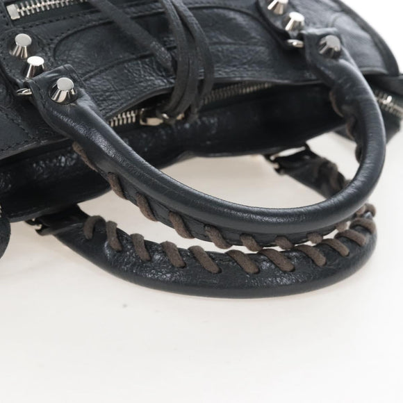Balenciaga Classic Mini City Bag Leather 2way Gray Silver 300295 Auth BA15915M