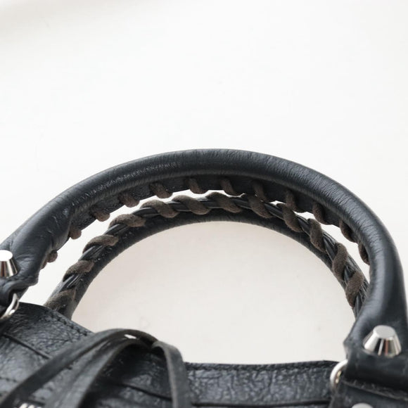 Balenciaga Classic Mini City Bag Leather 2way Gray Silver 300295 Auth BA15915M