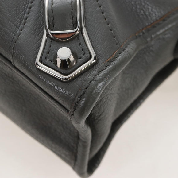 Balenciaga Classic Metal Edge City Mini Leather 2way Gray 390160 Auth BA15916M