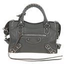 Balenciaga Classic Metal Edge City Mini Leather 2way Gray 390160 Auth BA15916M-2