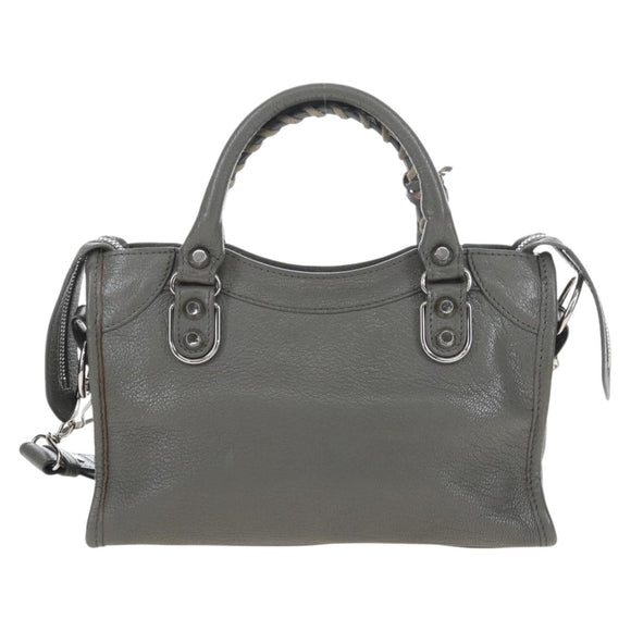 Balenciaga Classic Metal Edge City Mini Leather 2way Gray 390160 Auth BA15916M