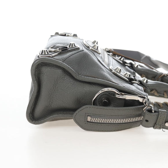 Balenciaga Classic Metal Edge City Mini Leather 2way Gray 390160 Auth BA15916M