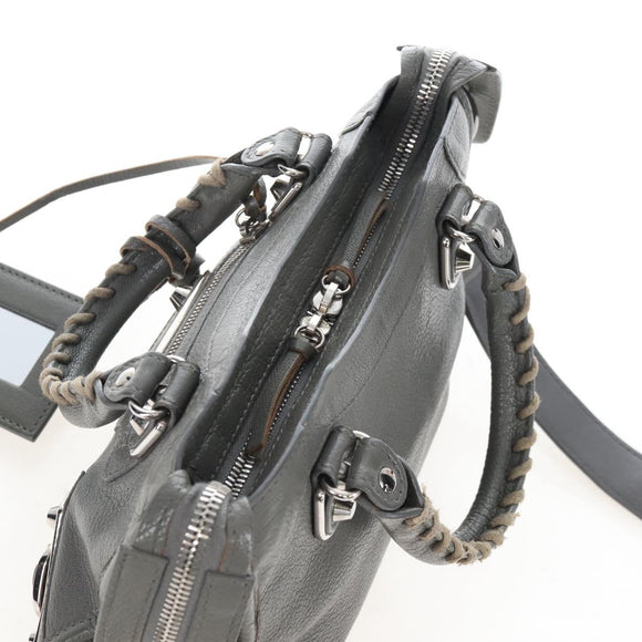 Balenciaga Classic Metal Edge City Mini Leather 2way Gray 390160 Auth BA15916M