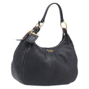 PRADA Shoulder Bag Vittero Dino Leather Black Gold Auth BA15917V-1