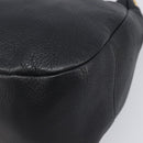 PRADA Shoulder Bag Vittero Dino Leather Black Gold Auth BA15917V-10