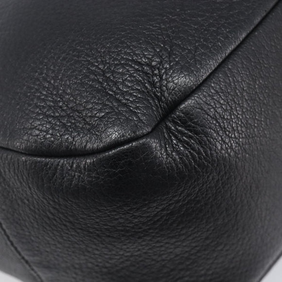 PRADA Shoulder Bag Vittero Dino Leather Black Gold Auth BA15917V