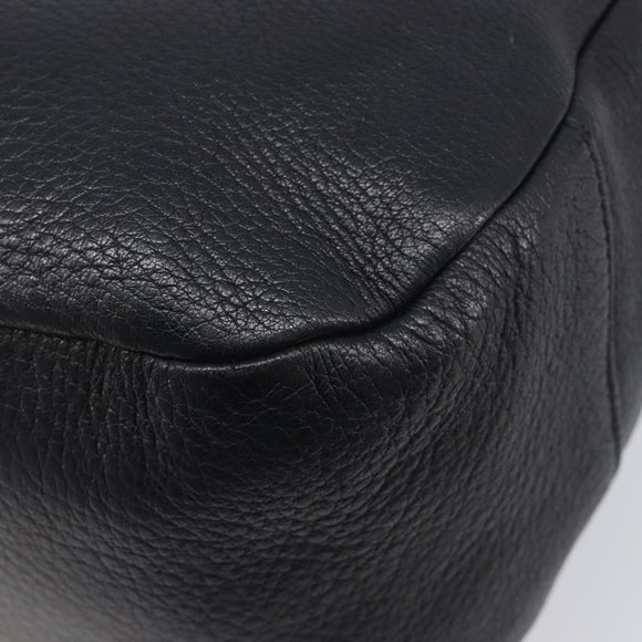 PRADA Shoulder Bag Vittero Dino Leather Black Gold Auth BA15917V