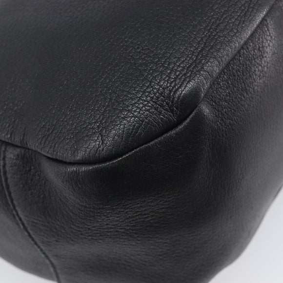 PRADA Shoulder Bag Vittero Dino Leather Black Gold Auth BA15917V