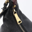 PRADA Shoulder Bag Vittero Dino Leather Black Gold Auth BA15917V-18