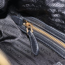 PRADA Shoulder Bag Vittero Dino Leather Black Gold Auth BA15917V-23