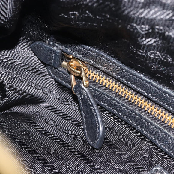 PRADA Shoulder Bag Vittero Dino Leather Black Gold Auth BA15917V