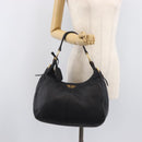 PRADA Shoulder Bag Vittero Dino Leather Black Gold Auth BA15917V-28
