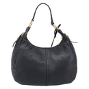 PRADA Shoulder Bag Vittero Dino Leather Black Gold Auth BA15917V-3
