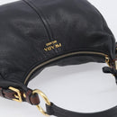 PRADA Shoulder Bag Vittero Dino Leather Black Gold Auth BA15917V-6