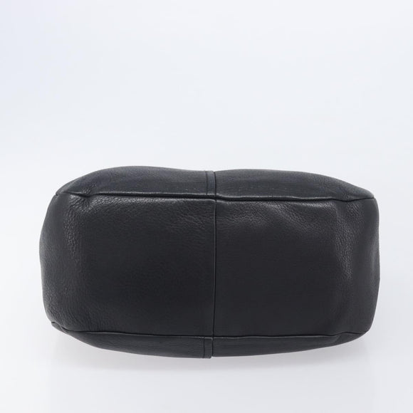 PRADA Shoulder Bag Vittero Dino Leather Black Gold Auth BA15917V