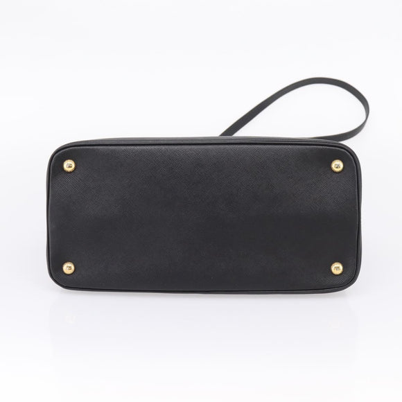 PRADA Hand Bag Safiano Leather 2way Black Gold Auth BA15919V