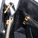 PRADA Hand Bag Safiano Leather 2way Black Gold Auth BA15919V-24