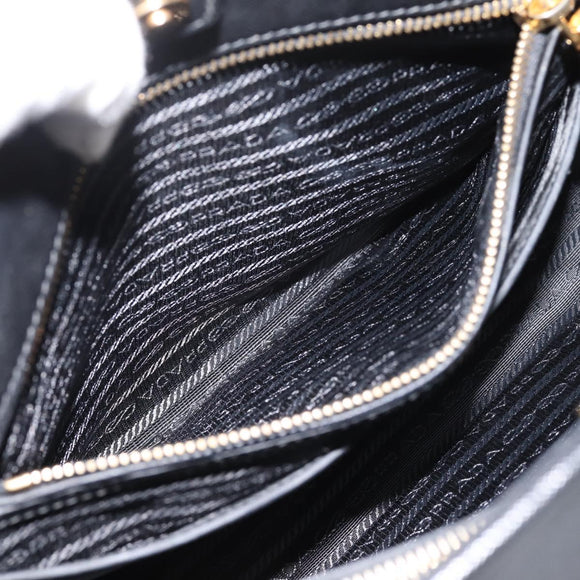 PRADA Hand Bag Safiano Leather 2way Black Gold Auth BA15919V