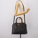 PRADA Hand Bag Safiano Leather 2way Black Gold Auth BA15919V-33