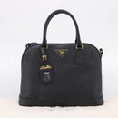 PRADA Hand Bag Safiano Leather 2way Black Gold Auth BA15919V-12