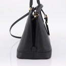 PRADA Hand Bag Safiano Leather 2way Black Gold Auth BA15919V-3