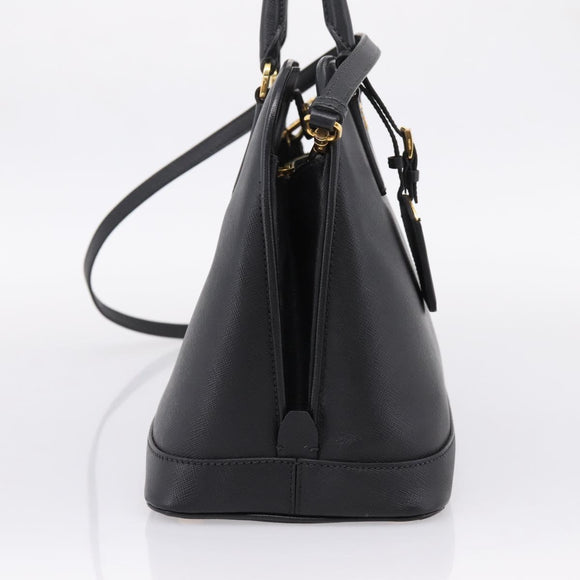 PRADA Hand Bag Safiano Leather 2way Black Gold Auth BA15919V