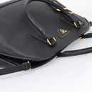 PRADA Hand Bag Safiano Leather 2way Black Gold Auth BA15919V-6