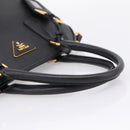PRADA Hand Bag Safiano Leather 2way Black Gold Auth BA15919V-7