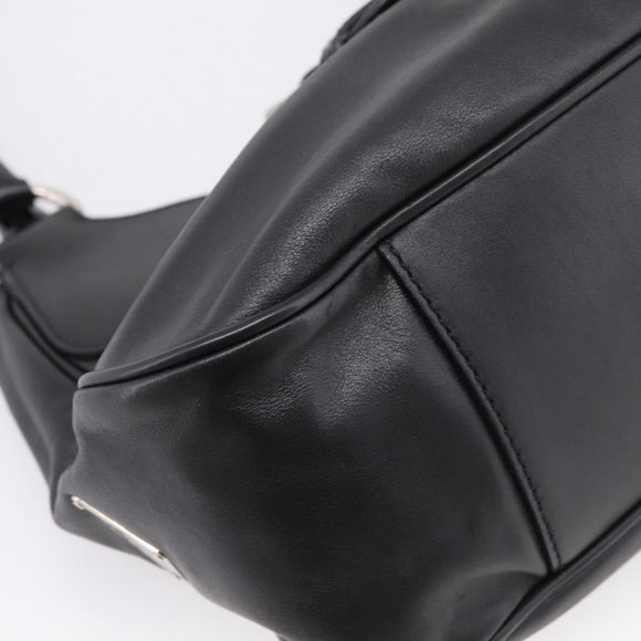 PRADA Shoulder Bag Leather Black Silver Auth BA15920M