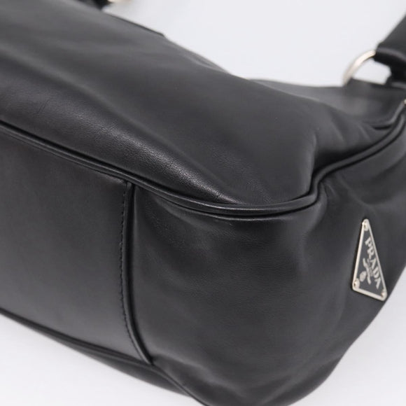 PRADA Shoulder Bag Leather Black Silver Auth BA15920M
