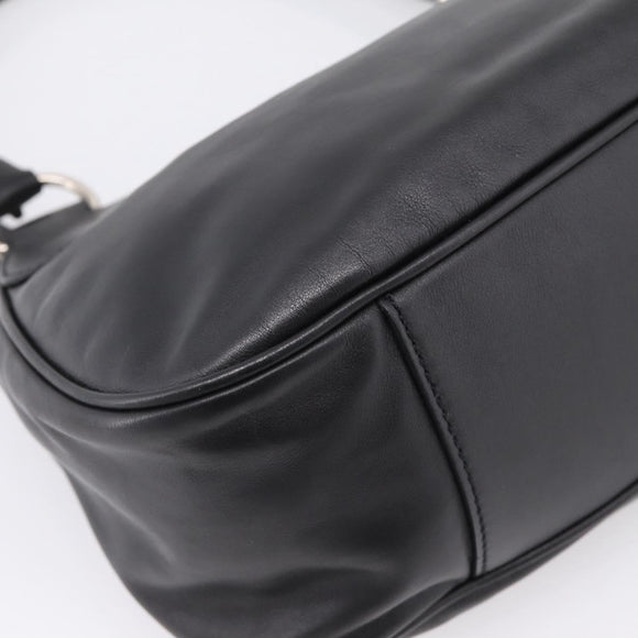PRADA Shoulder Bag Leather Black Silver Auth BA15920M