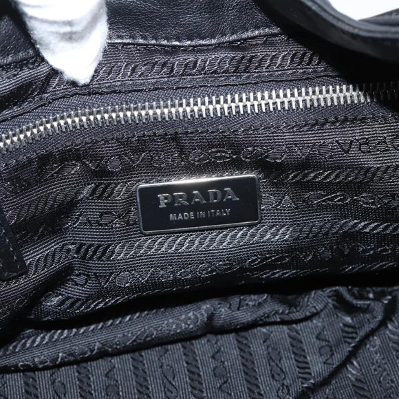 PRADA Shoulder Bag Leather Black Silver Auth BA15920M