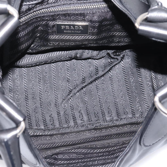 PRADA Shoulder Bag Leather Black Silver Auth BA15920M