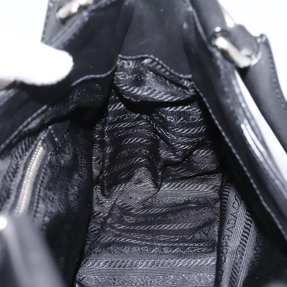 PRADA Shoulder Bag Leather Black Silver Auth BA15920M