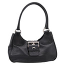 PRADA Shoulder Bag Leather Black Silver Auth BA15920M-13