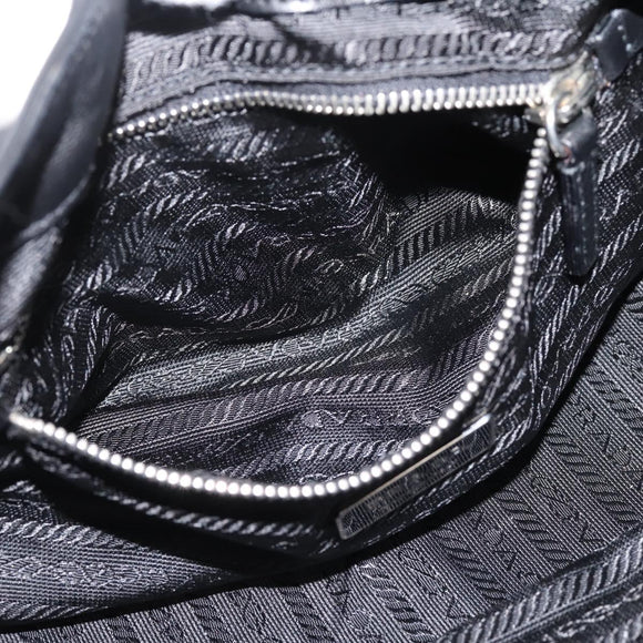 PRADA Shoulder Bag Leather Black Silver Auth BA15920M
