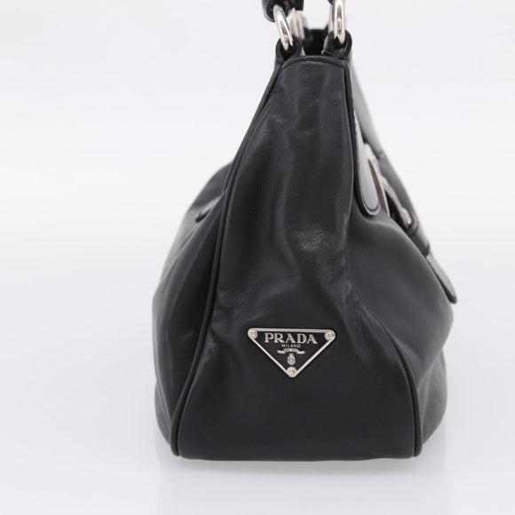 PRADA Shoulder Bag Leather Black Silver Auth BA15920M