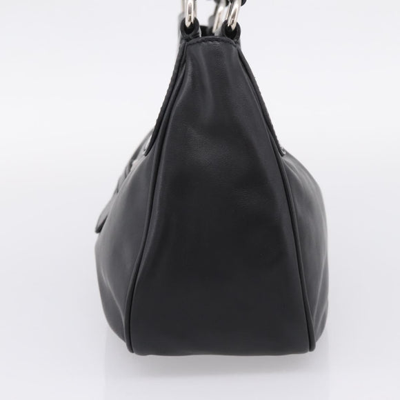 PRADA Shoulder Bag Leather Black Silver Auth BA15920M