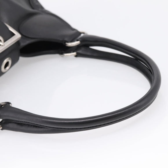 PRADA Shoulder Bag Leather Black Silver Auth BA15920M