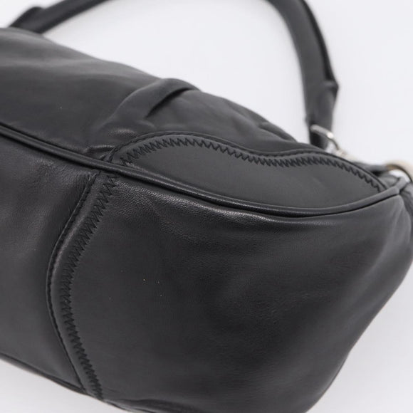 PRADA Shoulder Bag Leather Black Silver Auth BA15921M