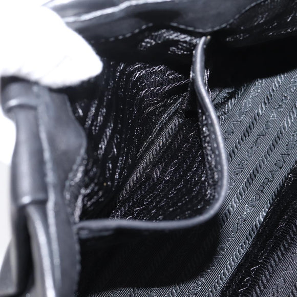 PRADA Shoulder Bag Leather Black Silver Auth BA15921M