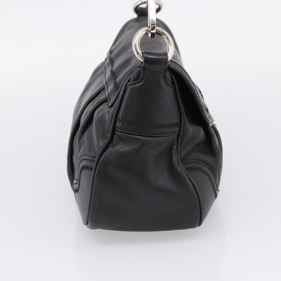 PRADA Shoulder Bag Leather Black Silver Auth BA15921M